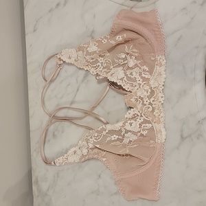 Free People Caught in My Web Underwire Pink Lace Bra 34B